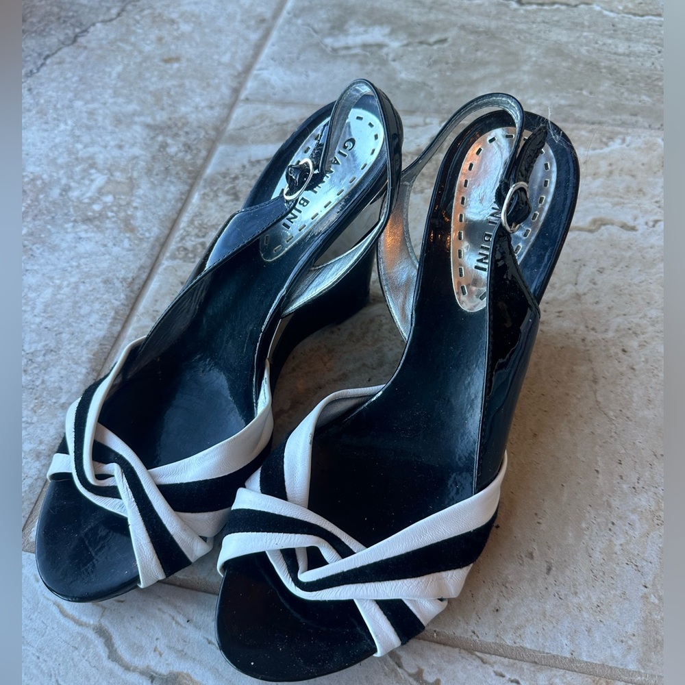Elegant Black and White Slingback Heels